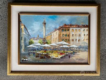 E. Mantegari Olio 35x50 Mercato dei Fiori Milano