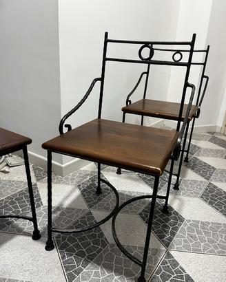 20 sedie in ferro battuto e legno