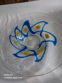 grande centrotavola fruttiera in vetro artistico 