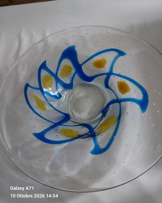 grande centrotavola fruttiera in vetro artistico 