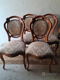 4 Sedie in legno e imbottitura