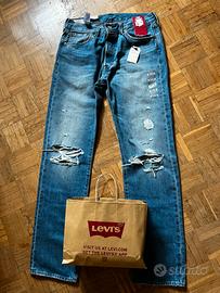 Jeans Strappato Levi’s 501 Nuovo Taglia 33x34