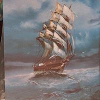dipinto nave in tempesta vintage 
