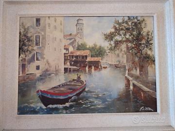 Dipinto GiuseppeTesta-Venezia Rio san Trovaso-'73