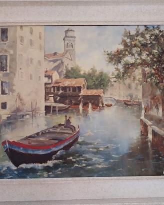 Dipinto GiuseppeTesta-Venezia Rio san Trovaso-'73