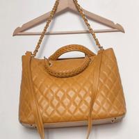 Borsa in vera pelle color senape a mano e tracolla