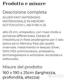 Materasso memory silver fast 