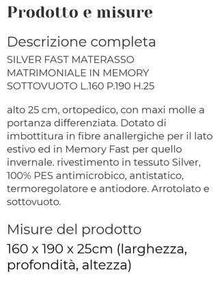 Materasso memory silver fast 