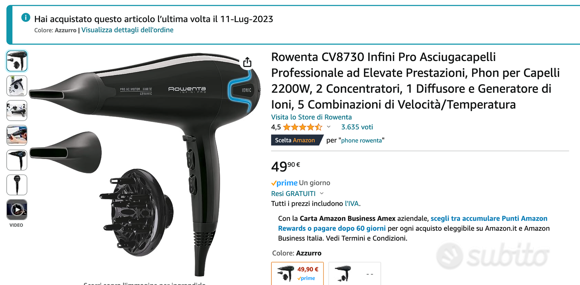 Rowenta CV8730 Infini Pro Asciugacapelli Prof. - Elettrodomestici In vendita  a Forlì-Cesena