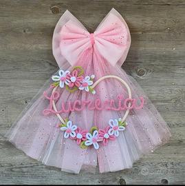 Fiocco nascita nome tricotin bimbo bimba