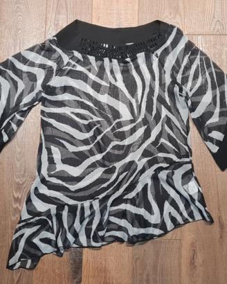 Maglia asimmetrica trasparente