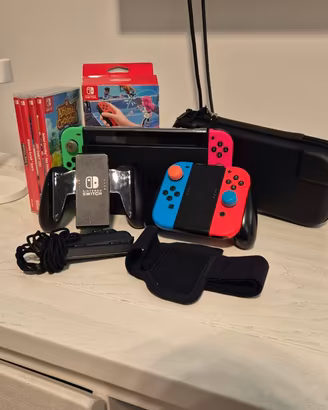 Set Nintendo switch con 4 giochi, doppi Joy-Con e 