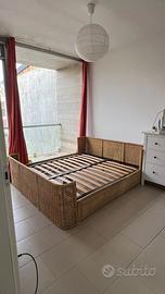 Letto matrimoniale vintage anni ’70 in midollino