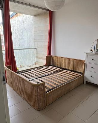 Letto matrimoniale vintage anni ’70 in midollino