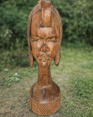 Statua intagliata a mano – Busto etnico africano