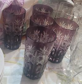 Set 5 Bicchieri in Cristallo di Boemia Ametist