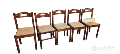 Sedia: Set 5 Sedie Rustiche in Legno