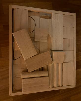 Blocchi in legno Borgione cassetta 46 pezzi gioco