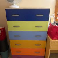 cassettiera con cassetti colorati 