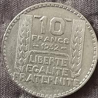moneta 10 franchi francesi 1932 argento 