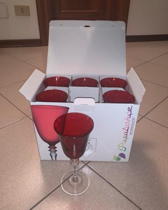 Calici Pasabahce in vetro rosso