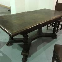 Tavolo neorinascimentale del 1700 1800 con 6 sedie