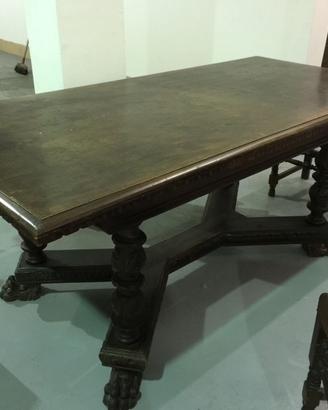 Tavolo neorinascimentale del 1700 1800 con 6 sedie