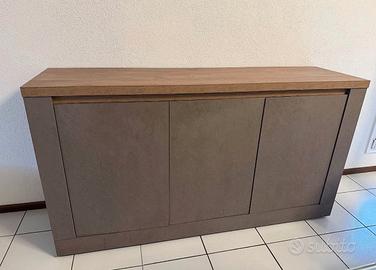 Madia moderna 3 ante tortora e legno – 160 cm