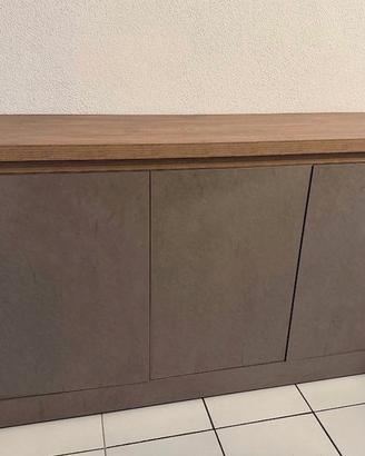 Madia moderna 3 ante tortora e legno – 160 cm