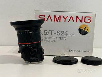 Samyang 24mm t/s f/3.5 attacco Canon EF