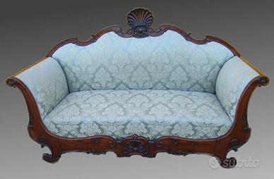 Divano Carlo X a barca Emiliano in noce