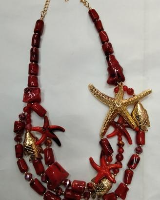 Collana Stella Marina e pesci rossa. 