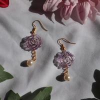 orecchini con rose e perle