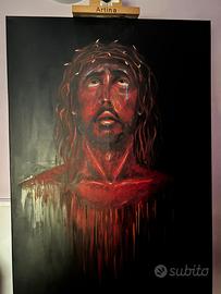 Dipinto acrilico su tela Gesù sofferente
