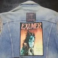 Giacca Jeans Denim con toppe Gruppi Metal Estremo