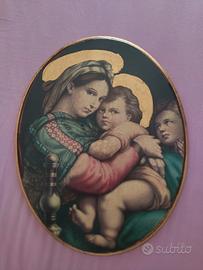 Quadro ovale vintage "Madonna della Seggiola"