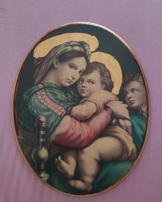 Quadro ovale vintage "Madonna della Seggiola"