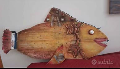 quadro pesce legno realizzato a mano