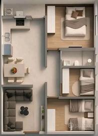 Accogliente trilocale semi arredato a Marchirolo