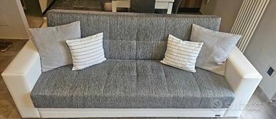 divano con contenitore bianco pelle e grigio 