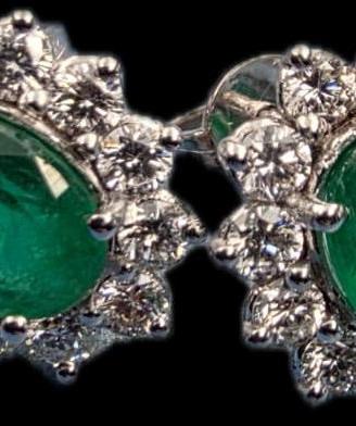 ORECCHINI ORO DIAMANTI E SMERALDO