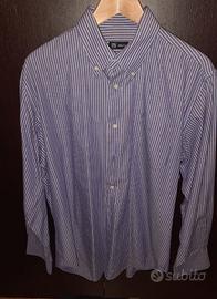 Camicia a righe bianche e viola L