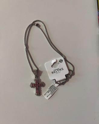 collana donna con croce rosa