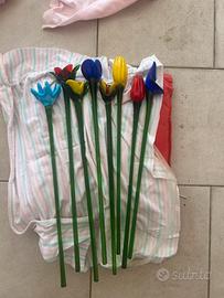 fiori artigianali in vetro colorato