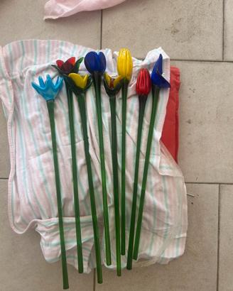 fiori artigianali in vetro colorato