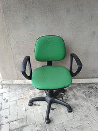 Sedia girevole ufficio in tessuto verde regolabile