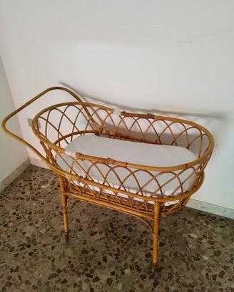 Culla vintage in vimini + materassino
