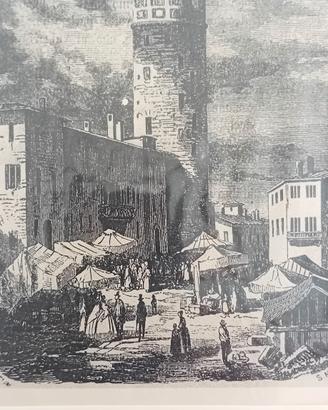 Antica stampa di Merate rarissima xilografia 