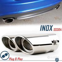 2 TERMINALI Scarico OVALI Universale ACCIAIO Inox