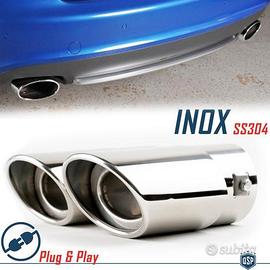 2 TERMINALI Scarico OVALI Universale ACCIAIO Inox